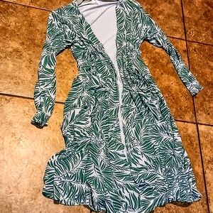 Green Leaf Print Dress